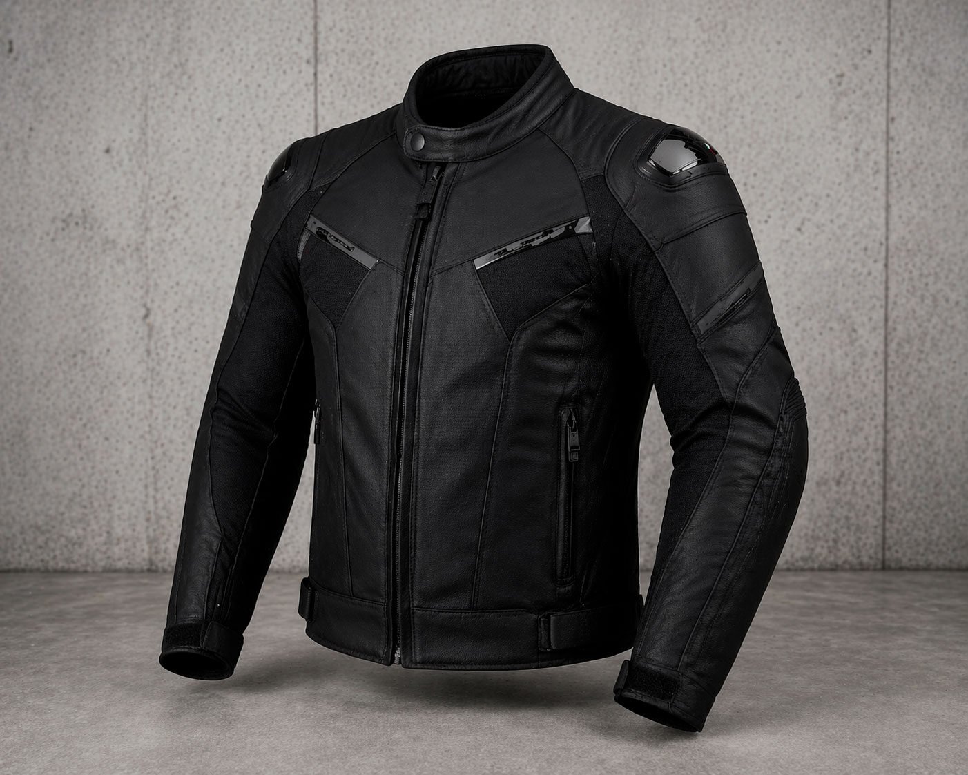 Chaqueta de moto de cuero negra